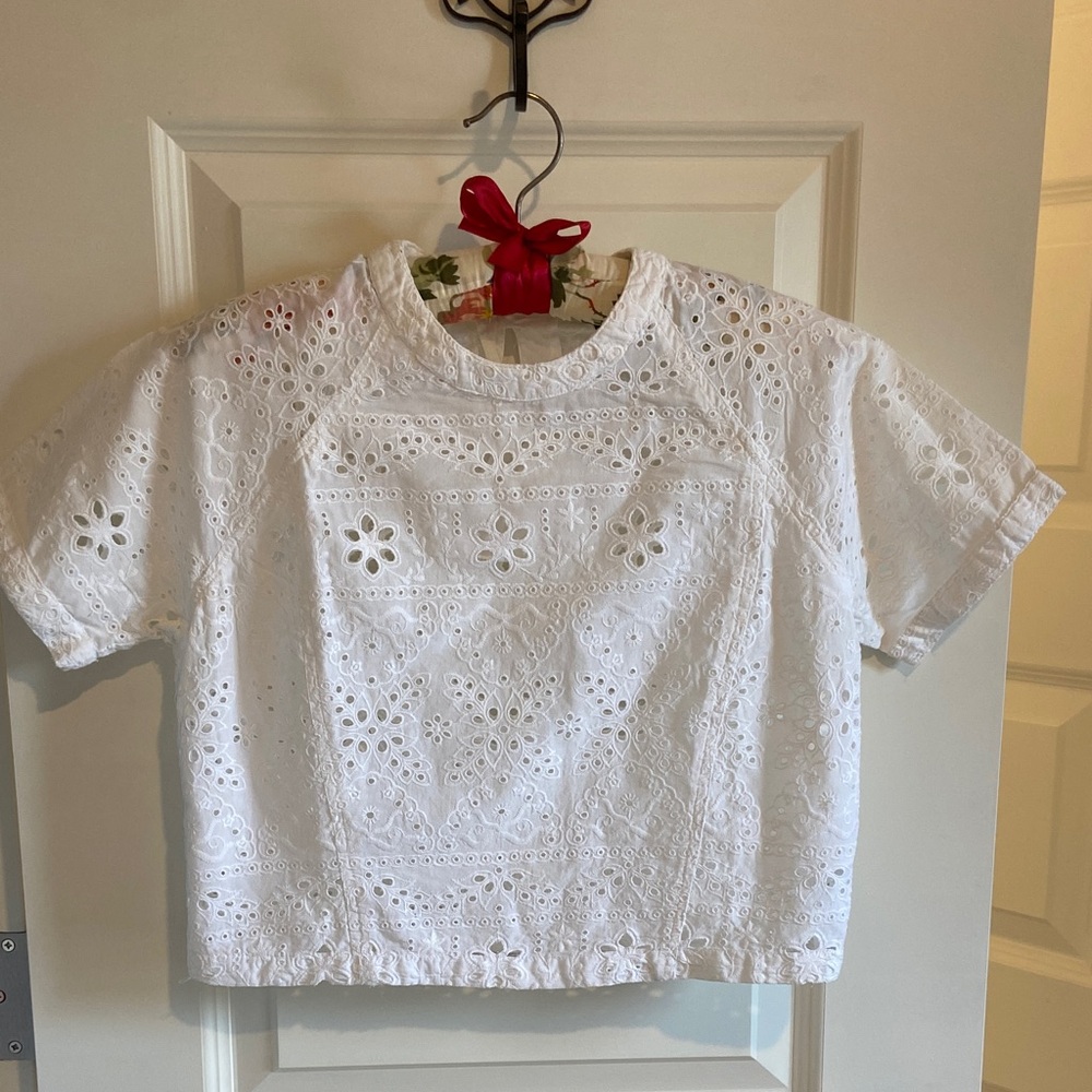 Topshop White Eyelet Blouse